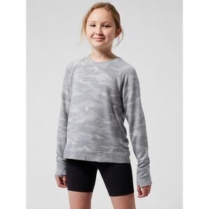 Athleta Girl Grey Camo Cozy Cross Your Fingers Sweatshirt - Youth XLIXTON